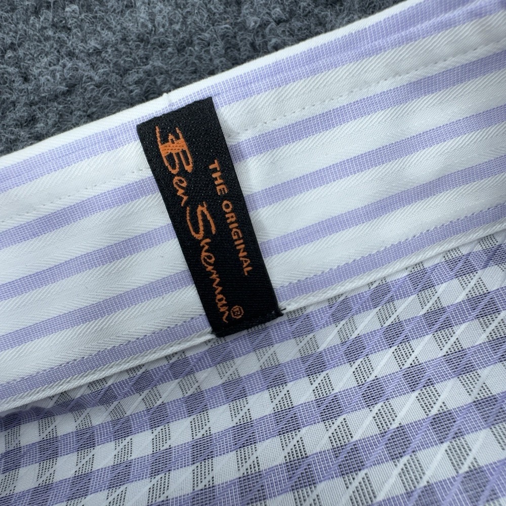 Ben Sherman Mens 16 34/35 Lavender Striped Button Down Slim Fit NWT - Picture 5 of 12